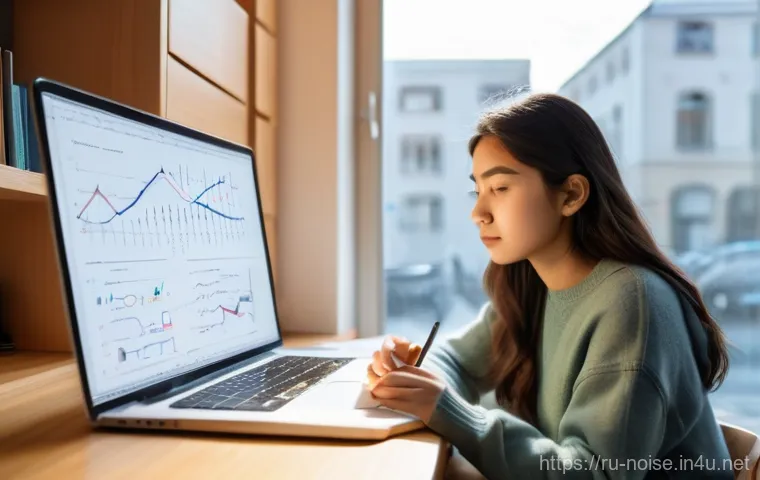 소음진동기사 고득점 비법 - **Prompt: "A young, determined female student, around 20 years old, sitting at a modern desk in a br...